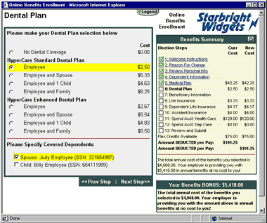 Online Benefits Enrollment and Administration Screen Shot